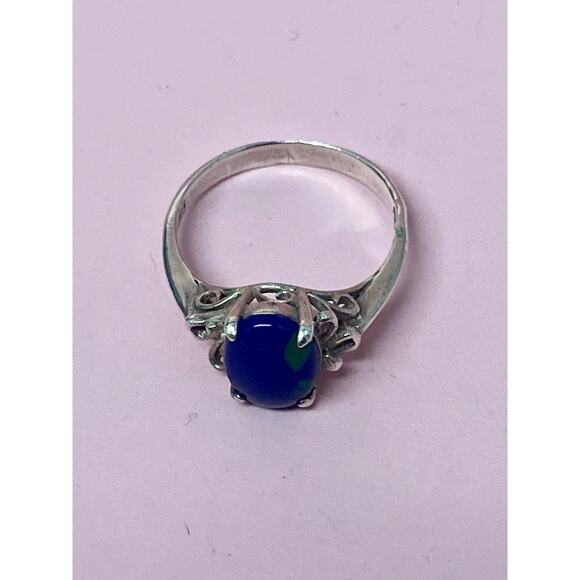 Navajo Sterling Silver Ring, Azurite Malachite, Size 5.5 Native American Jewelry - Picture 7 of 7